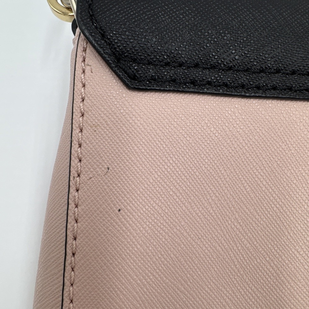 Kate Spade New York Blush & Black Leather Chain Strap Crossbody Saffiano S338 - Picture 7 of 7
